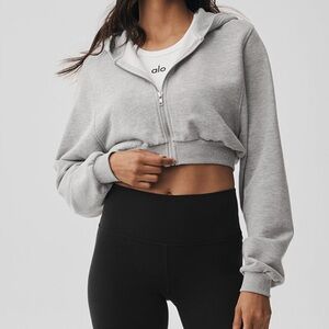 Alo Yoga Sweet Escape Zip Up Hoodie in Athletic Heather Grey